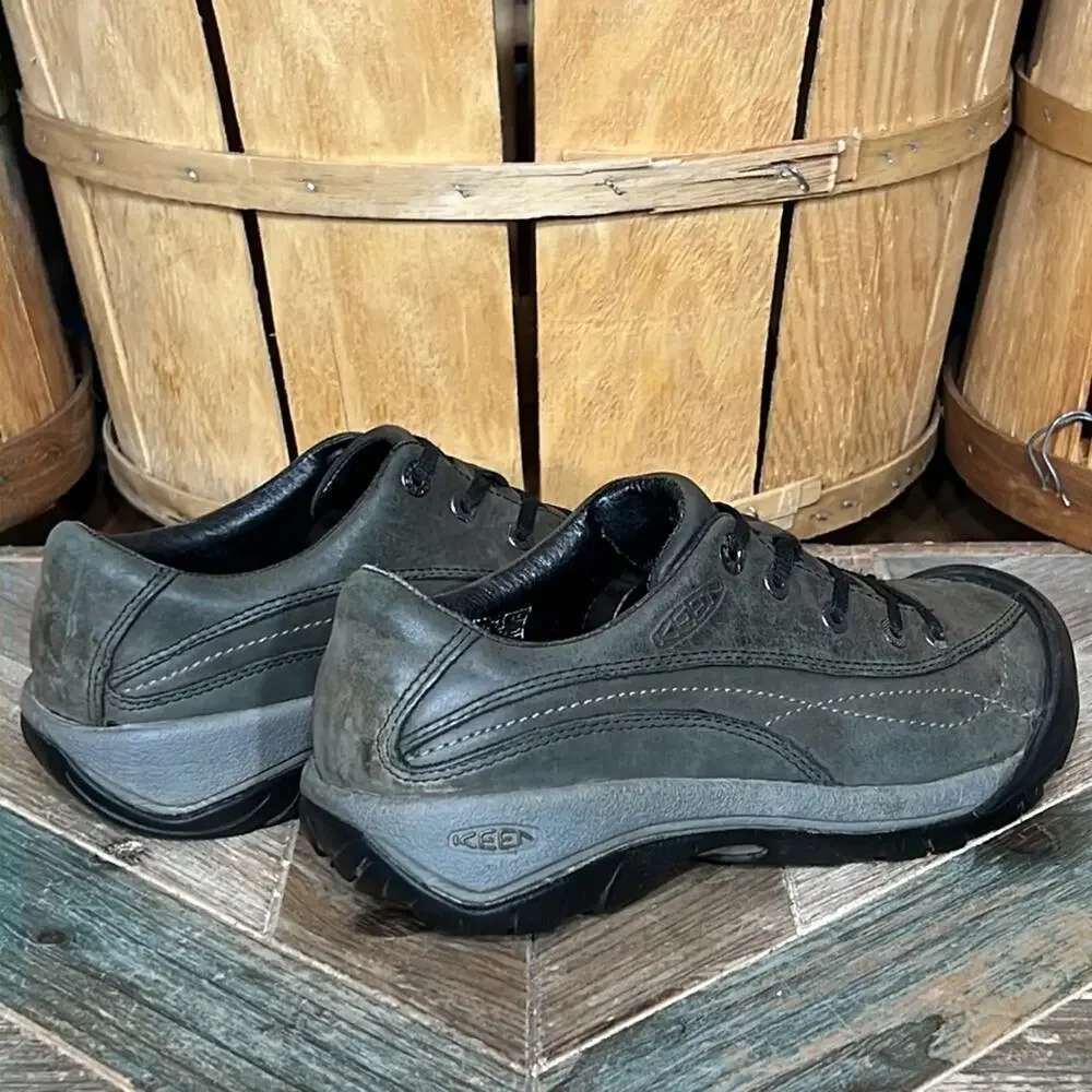 Keen Toyah Gray Leather Casual Hiking Walking Comfort Sneakers Shoes Womens 6.5